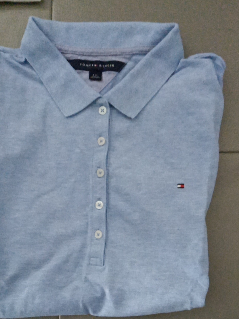 Tommy Hilfiger Pale Blue Button-Front Polo